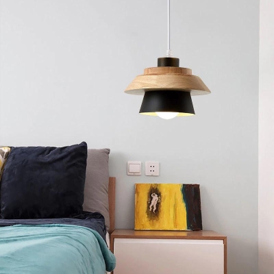 Lampe &agrave; suspension en noyer