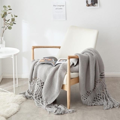 Sandy Hand-Knitted Wool Throw