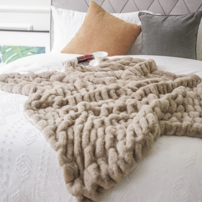 Caramel Faux Fur Throw