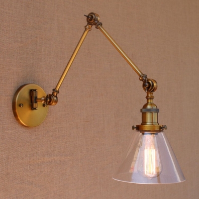 Retro Swing Arm Wall Light | Gold Mounted Glass Bulb Modern Industrial