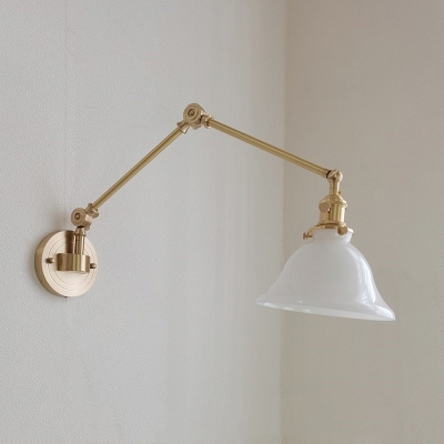 Straun Swing Arm Wall Light | Gold Glass Bulb Mounted Industrial Modern Light