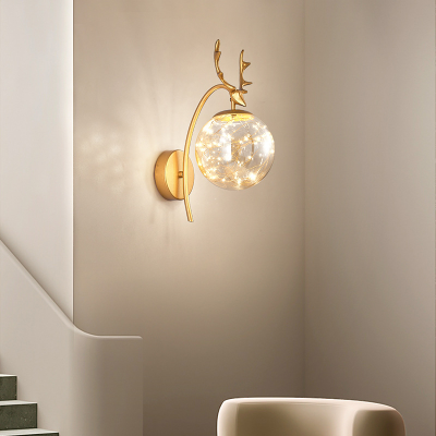 Bastille Wall Light | Gold Glass Bulb Antler Modern Mounted Light Fixture