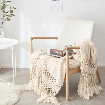 Sandy Hand-Knitted Wool Throw