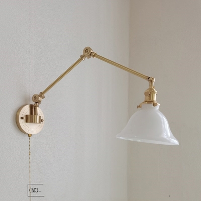 Straun Swing Arm Wall Light | Gold Glass Bulb Mounted Industrial Modern Light