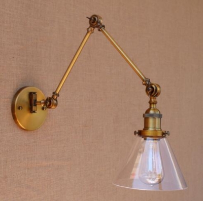 Retro Swing Arm Wall Light | Gold Mounted Glass Bulb Modern Industrial