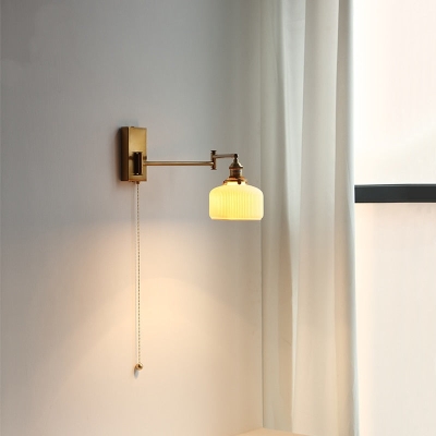 Raven Swing Arm Wall Light | Gold Lampshade Mounted Wall Lamp Sconce