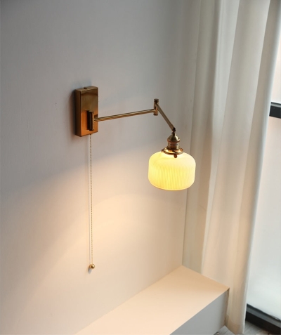 Raven Swing Arm Wall Light | Gold Lampshade Mounted Wall Lamp Sconce